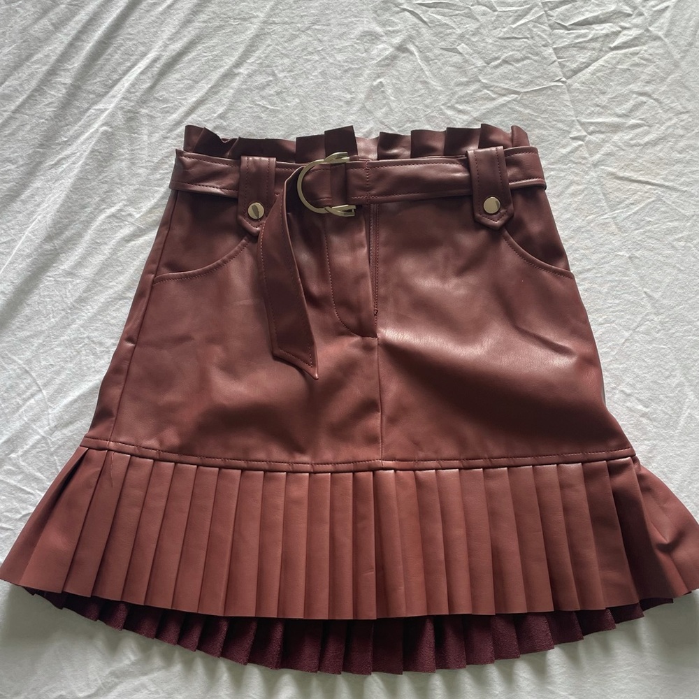 Zara faux leather pleated miniskirt